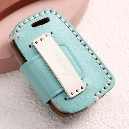 Hallmo Car Female Style Cowhide Leather Key Protective Cover for Volkswagen, B Type Folding(Grass Green)