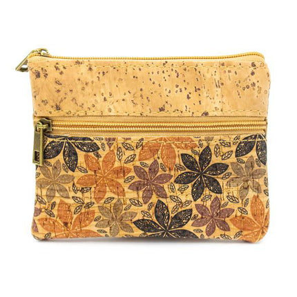 Colour Flower Motif Cork Leather Wallet