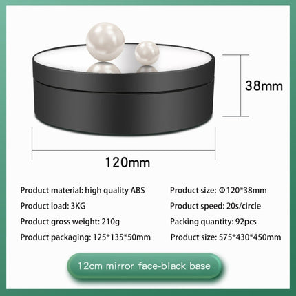 12cm 360 Degree Rotating Turntable Mirror Electric Display Stand Video Shooting Props Turntable, Load: 3kg, 12cm Mirror Black, 12cm Mirror White