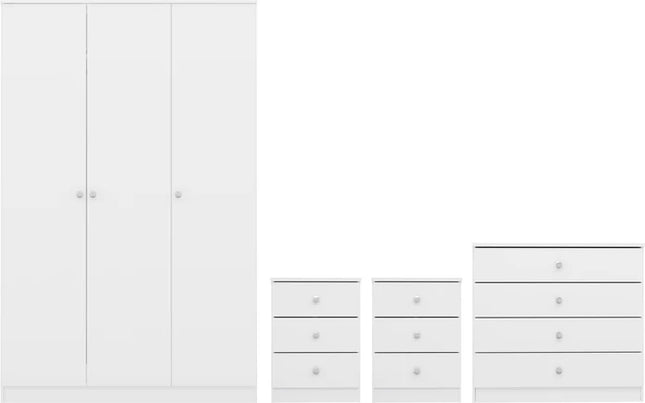 Denver 3 Door Wardrobe Bedroom Set White Gloss