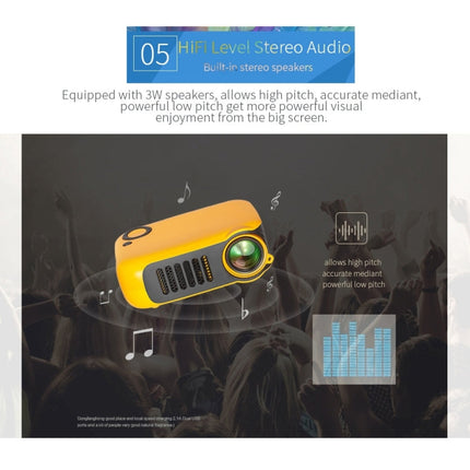 A2000 Portable Projector 800 Lumen LCD Home Theater Video Projector, Support 1080P, UK Plug, UK Plug