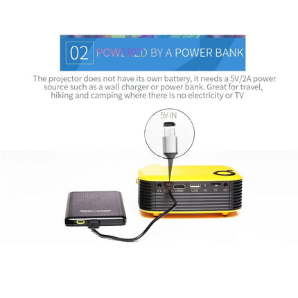 A2000 Portable Projector 800 Lumen LCD Home Theater Video Projector, Support 1080P, UK Plug, UK Plug