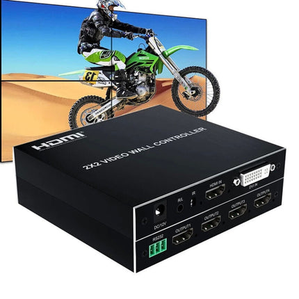 1080P 2 x 2 HDMI + DVI to 4 HDMI Ports Video Wall Controller(Black)