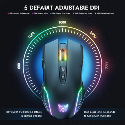ONIKUMA CW905 2.4G RGB Lighting Wireless Mouse(Black)