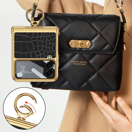 GKK Integrated Plating + Leather Flip Phone Case, For Samsung Galaxy Z Flip4