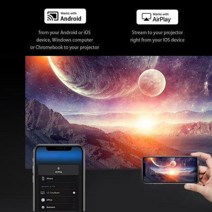 AUN ET50 4 inch 180 Lumens 1920x1080P Smart LED Mini Projector, US Plug