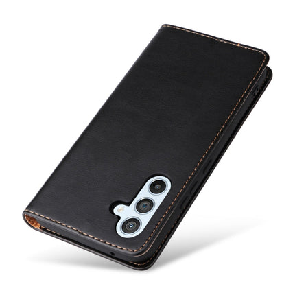 For Samsung Galaxy A54 5G Fierre Shann PU Genuine Leather Texture Leather Phone Case(Black)