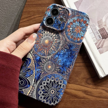 For iPhone 11 Painted Pattern Precise Hole PC Phone Case(Abstract Flower)