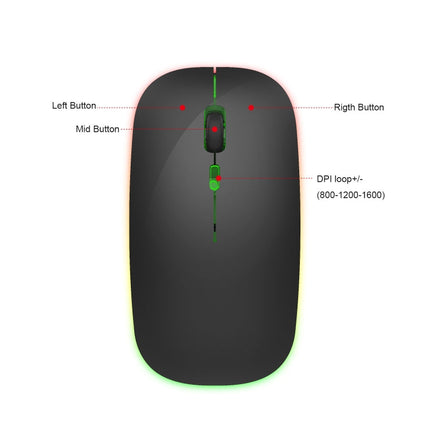 HXSJ M40 2.4GHZ 800,1200,1600dpi Third Gear Adjustment Colorful Wireless Mouse USB Rechargeable