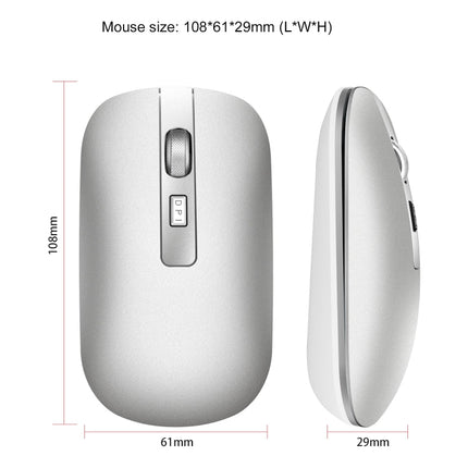 HXSJ M50 2.4GHZ 800,1200,1600dpi Three Gear Adjustment Dual-mode Wireless Mouse USB + Bluetooth 5.1 Rechargeable(Silver)