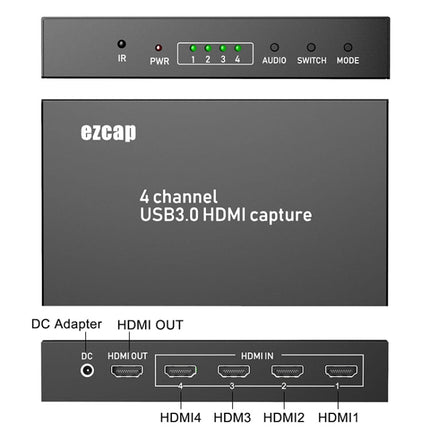 Ezcap 264M Four-Channel Multi-View HDMI to USB 3.0 Video Game Capture Card, Ezcap 264M