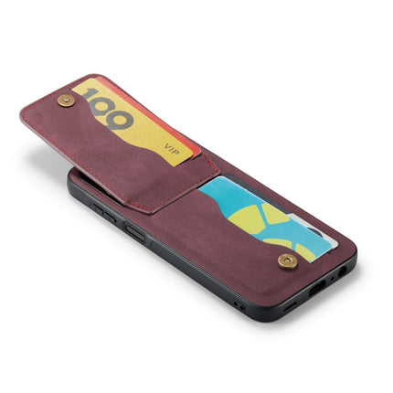 For Samsung Galaxy A13 5G Fierre Shann Crazy Horse Card Holder Back Cover PU Phone Case(Wine Red)