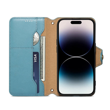 For iPhone 11 Denior Cowhide Texture Wallet Style Leather Phone Case(Blue)