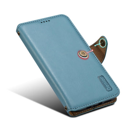 For iPhone 11 Denior Cowhide Texture Wallet Style Leather Phone Case(Blue)