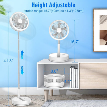 F9 Folding Adjustable Height Desktop Electric Fan(White)