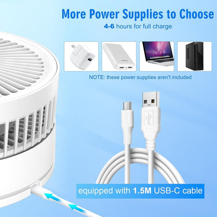 F9 Folding Adjustable Height Desktop Electric Fan(White)