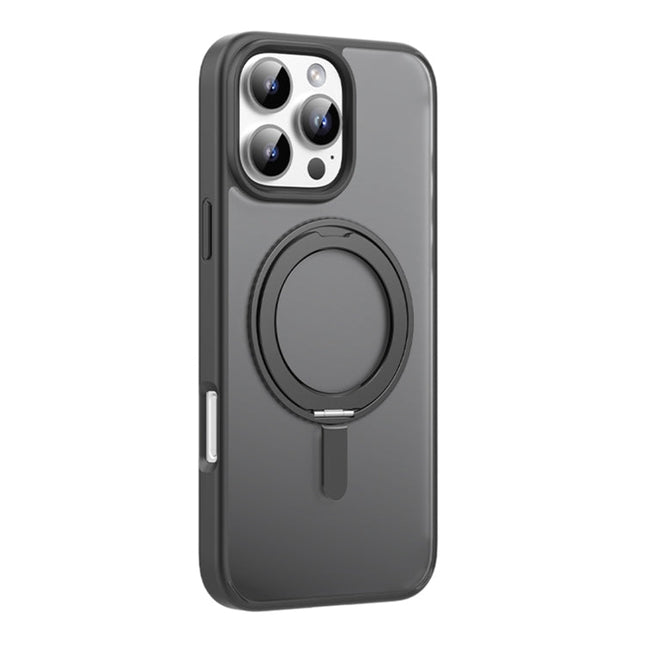 For iPhone 16 Pro Mutural Armor Series MagSafe Magnetic Holder Phone Case(Black)