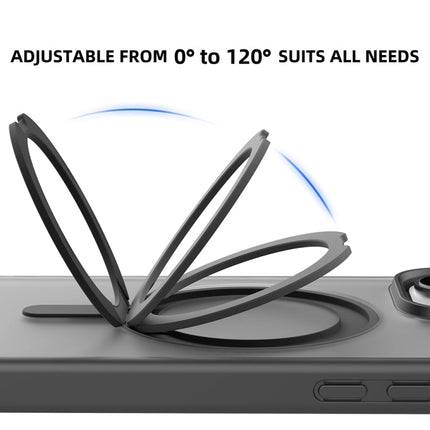 For iPhone 16 Pro Mutural Armor Series MagSafe Magnetic Holder Phone Case(Black)