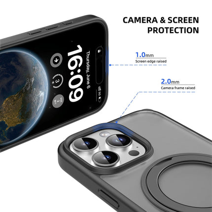 For iPhone 16 Pro Mutural Armor Series MagSafe Magnetic Holder Phone Case(Black)