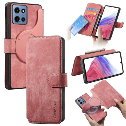 For Motorola Moto G 2025 CaseNeo MagSafe RFID Anti-theft Retro Leather Phone Case(Pink)