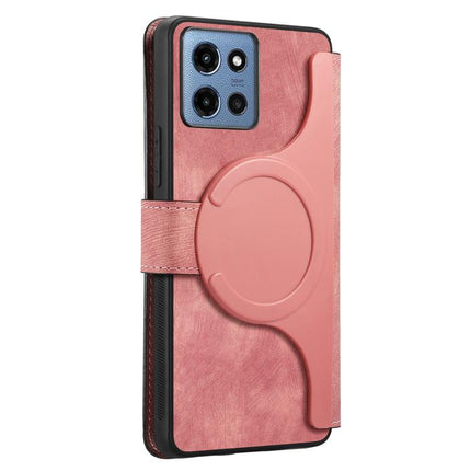 For Motorola Moto G 2025 CaseNeo MagSafe RFID Anti-theft Retro Leather Phone Case(Pink)