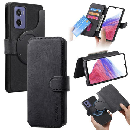 For Motorola Moto G05 CaseNeo MagSafe RFID Anti-theft Retro Leather Phone Case(Black)