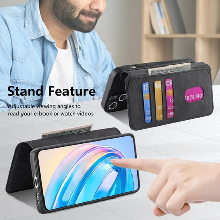 For Honor X8a CaseNeo MagSafe RFID Anti-theft Retro Leather Phone Case(Black)