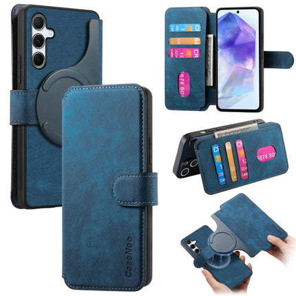 For Samsung Galaxy A55 5G CaseNeo MagSafe RFID Anti-theft Retro Leather Phone Case(Blue)