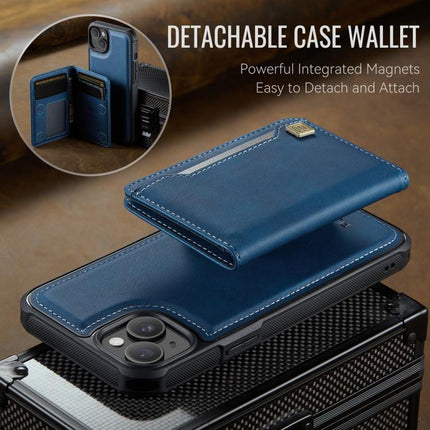 For iPhone 14 AutSpace A13 MagSafe Magnetic RFID Flip Card Bag Phone Case(Blue)