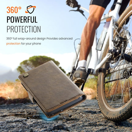 For iPhone 14 Pro Max AutSpace A11 Side Buckle MagSafe Magnetic RFID Phone Leather Case(Coffee)