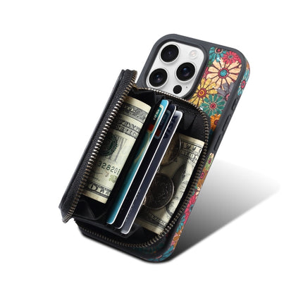 For iPhone 16 Pro Denior D23 MagSafe Detachable Zipper Wallet Holder Phone Case(Green)