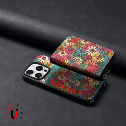 For iPhone 16 Pro Denior D23 MagSafe Detachable Zipper Wallet Holder Phone Case(Green)