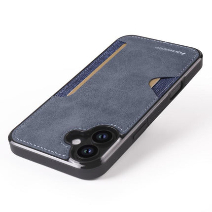 For iPhone 16 Plus Forwenw F5 Series Integrated Card Bag Phone Case(Blue)
