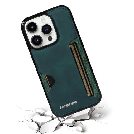 For iPhone 14 Pro Forwenw F5 Series Integrated Card Bag Phone Case(Green)