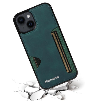 For iPhone 14 Forwenw F5 Series Integrated Card Bag Phone Case(Green)