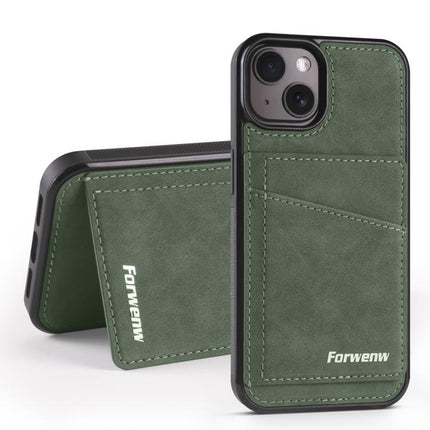 For iPhone 13 mini Forwenw F8 Series 2 in 1 Magnetic Card Slot Leather Phone Case(Green)