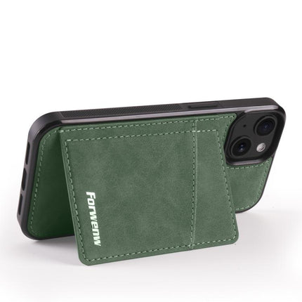 For iPhone 13 mini Forwenw F8 Series 2 in 1 Magnetic Card Slot Leather Phone Case(Green)