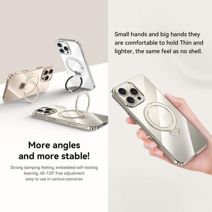 For iPhone 15 SULADA Electroplated Transparent MagSafe Holder Phone Case(Gold)
