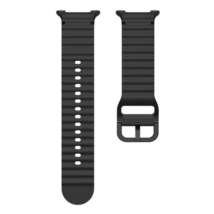 For Samsung Galaxy Watch8 Classic 46mm / Watch8 44mm / 40mm xDfind Wavy Grain Stitched Silicone Watch Band, L