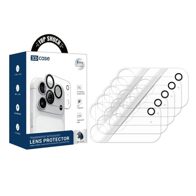 XDcase 5pcs Transparent Integrated Tempered Glass Camera Film, For iPhone 17 Pro Max, For iPhone 17 Pro, For iPhone 17, For iPhone Air