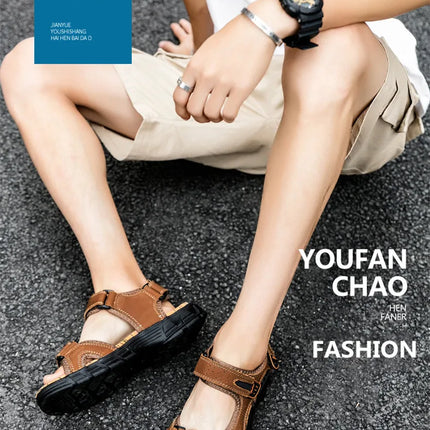 Brand Classic Mens Sandals Summer Genuine Leather Sandals Men Outdoor Casual Lightweight Sandal Fashion Men Sneakers Size 38-46
