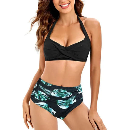 Bikini Set Ruched Swimwear Women Print Swimsuit Push Up High Waist Bikinis Plus Size Bathing Suit