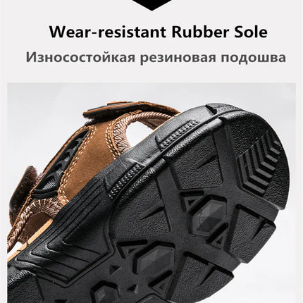 Brand Classic Mens Sandals Summer Genuine Leather Sandals Men Outdoor Casual Lightweight Sandal Fashion Men Sneakers Size 38-46