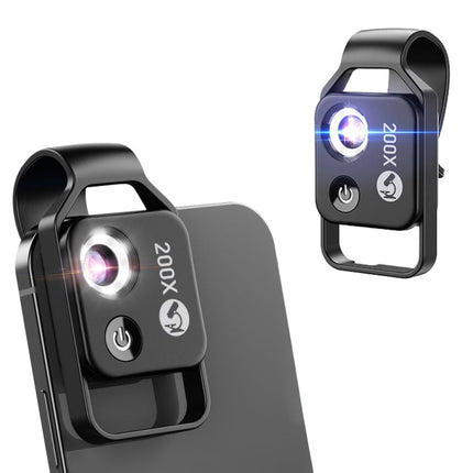 APEXEL™ APL-MS002BK 200X HD Universal Portable Mobile Phone Microscope with LED Light (Black)