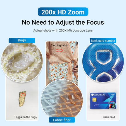 APEXEL™ APL-MS002BK 200X HD Universal Portable Mobile Phone Microscope with LED Light (Black)