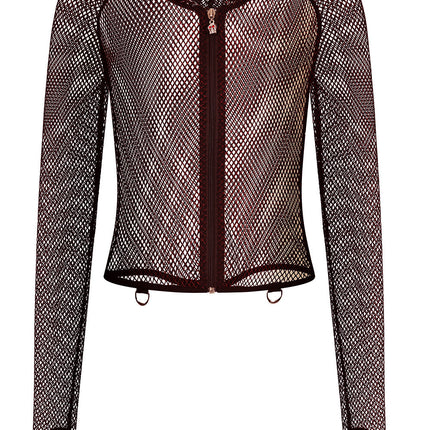 Banned Apparel Liora Red Metallic Fishnet Hoodie