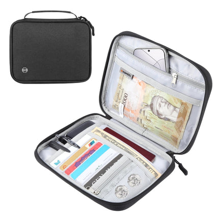 HAWEEL Passport Wallet Document Organizer Credit Cards Case Bag with Handle (Black)