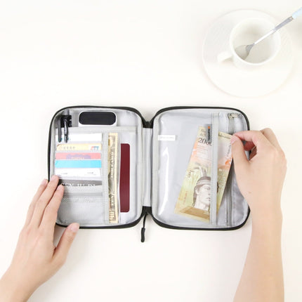 HAWEEL Passport Wallet Document Organizer Credit Cards Case Bag with Handle (Black)