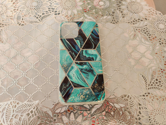 Marble Geometric TPU Blue Case - For iPhone 11
