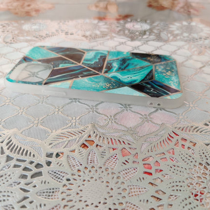 Marble Geometric TPU Blue Case - For iPhone 11